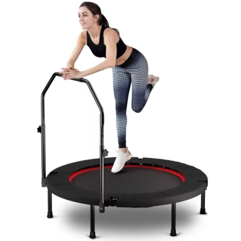 Mini Trampoline Spring - 접이식 트램폴린 손잡이 포함-표준-스프링-블랙 미니 성인