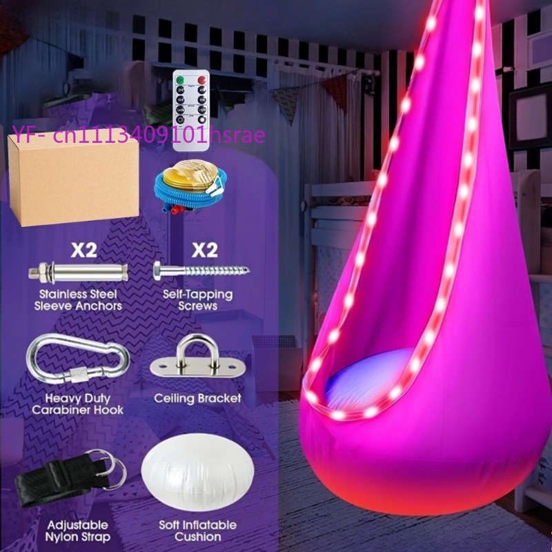 Kids Outdoor Swing Chair - 빛나는 LED 풍선 해먹 휴대용 플러시