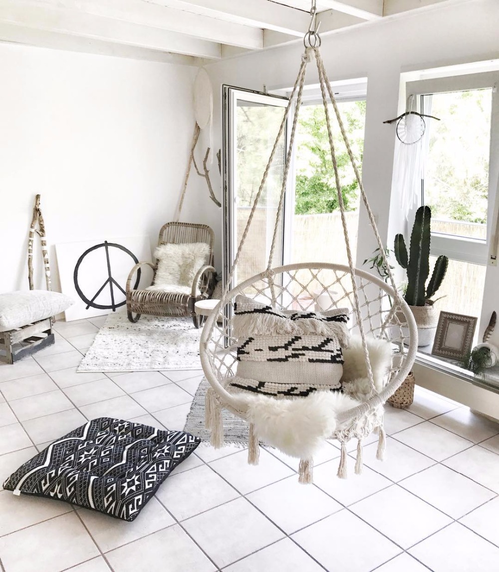 Kids Outdoor Swing Chair - 2025 북유럽 정원 수제 니트 라운드