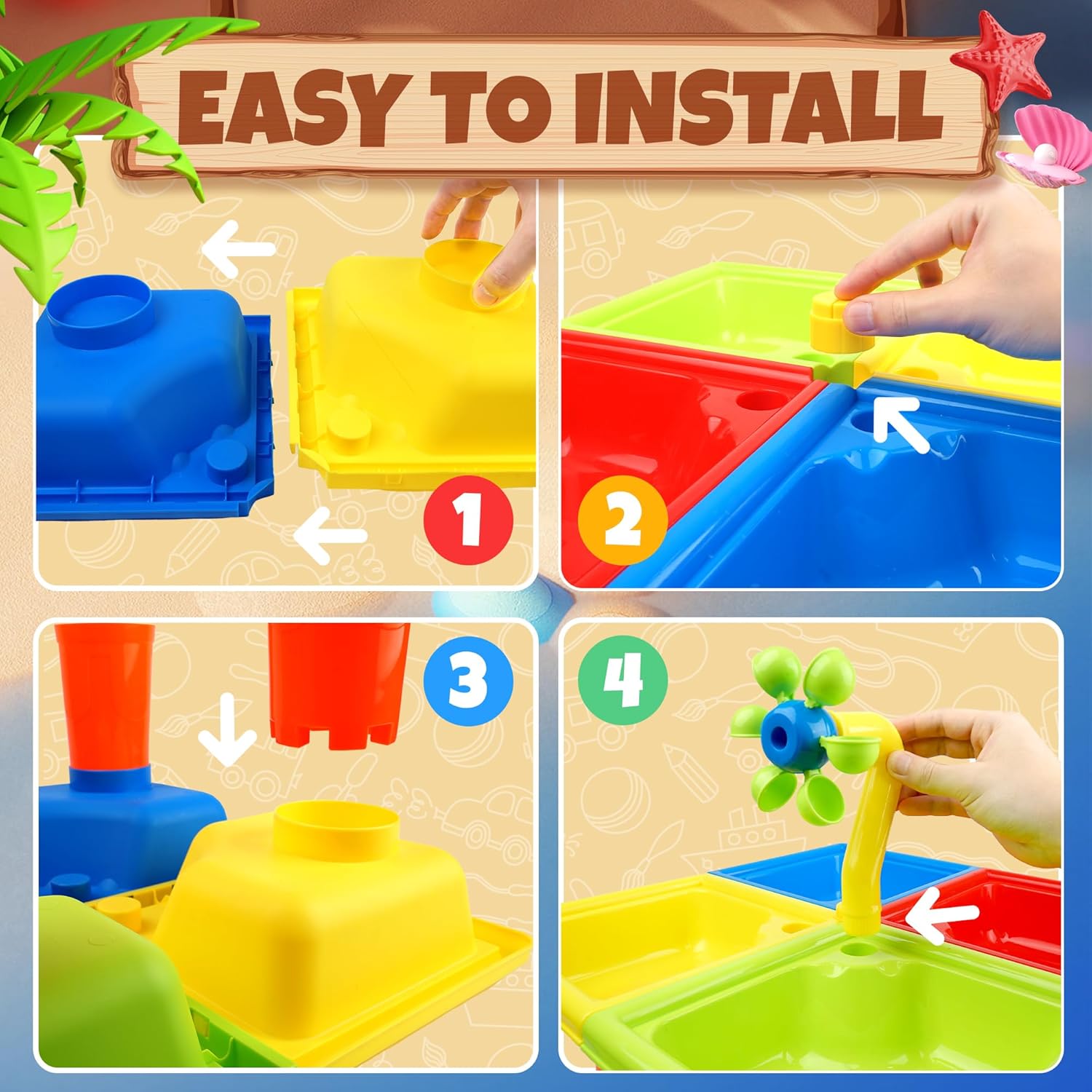 유아를위한 25 Pcs 여름 물 테이블 4 In 1 어 - Kids Outdoor Activity Toys 리뷰 및 가격