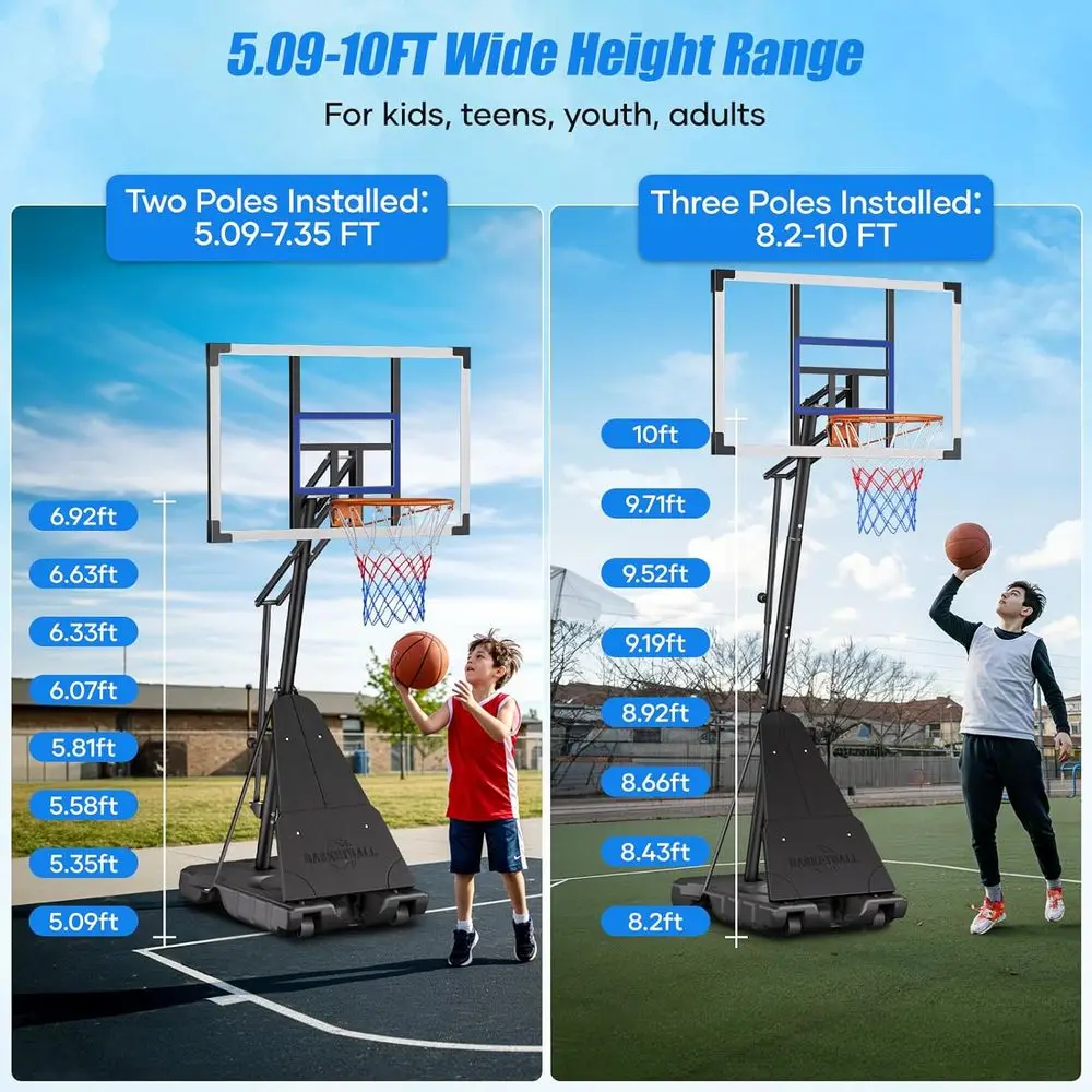 이동식 44인치 내충격성 야외 농구대 (조절 가능한 골 - Basketball Hoop Outdoor 리뷰 및 가격