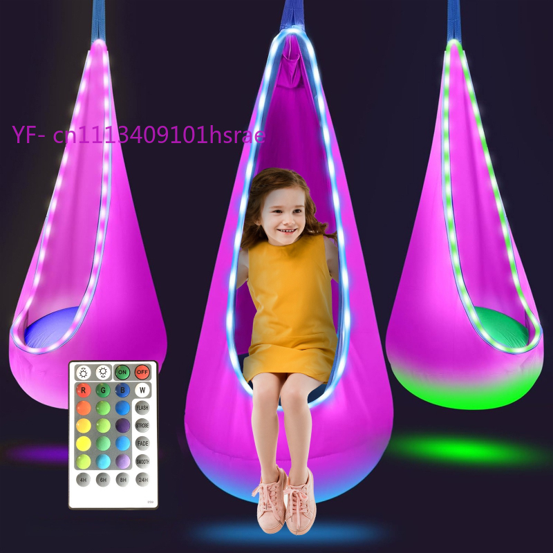 빛나는 LED 풍선 해먹 휴대용 플러시 행잉 스윙 의자 - Kids Outdoor Swing Chair 리뷰 및 가격
