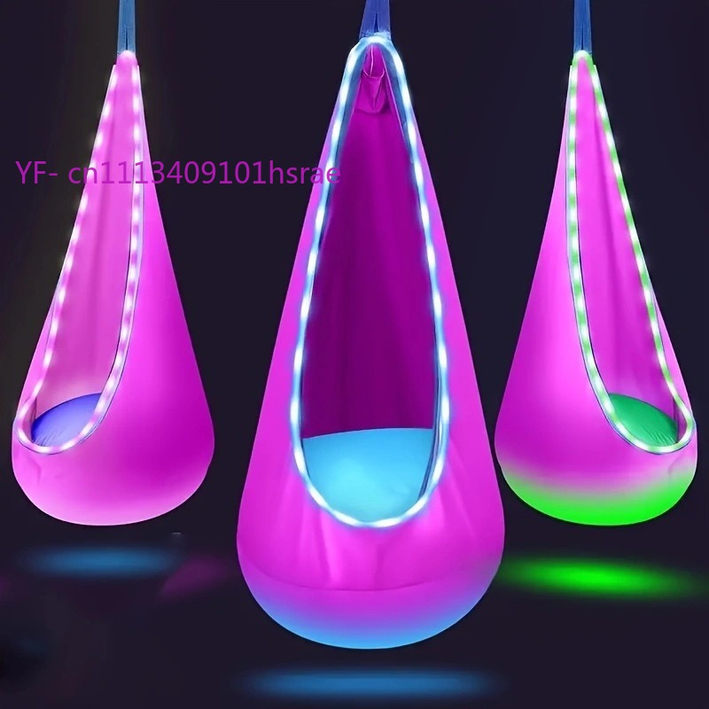 빛나는 LED 풍선 해먹 휴대용 플러시 행잉 스윙 의자 - Kids Outdoor Swing Chair 리뷰 및 가격