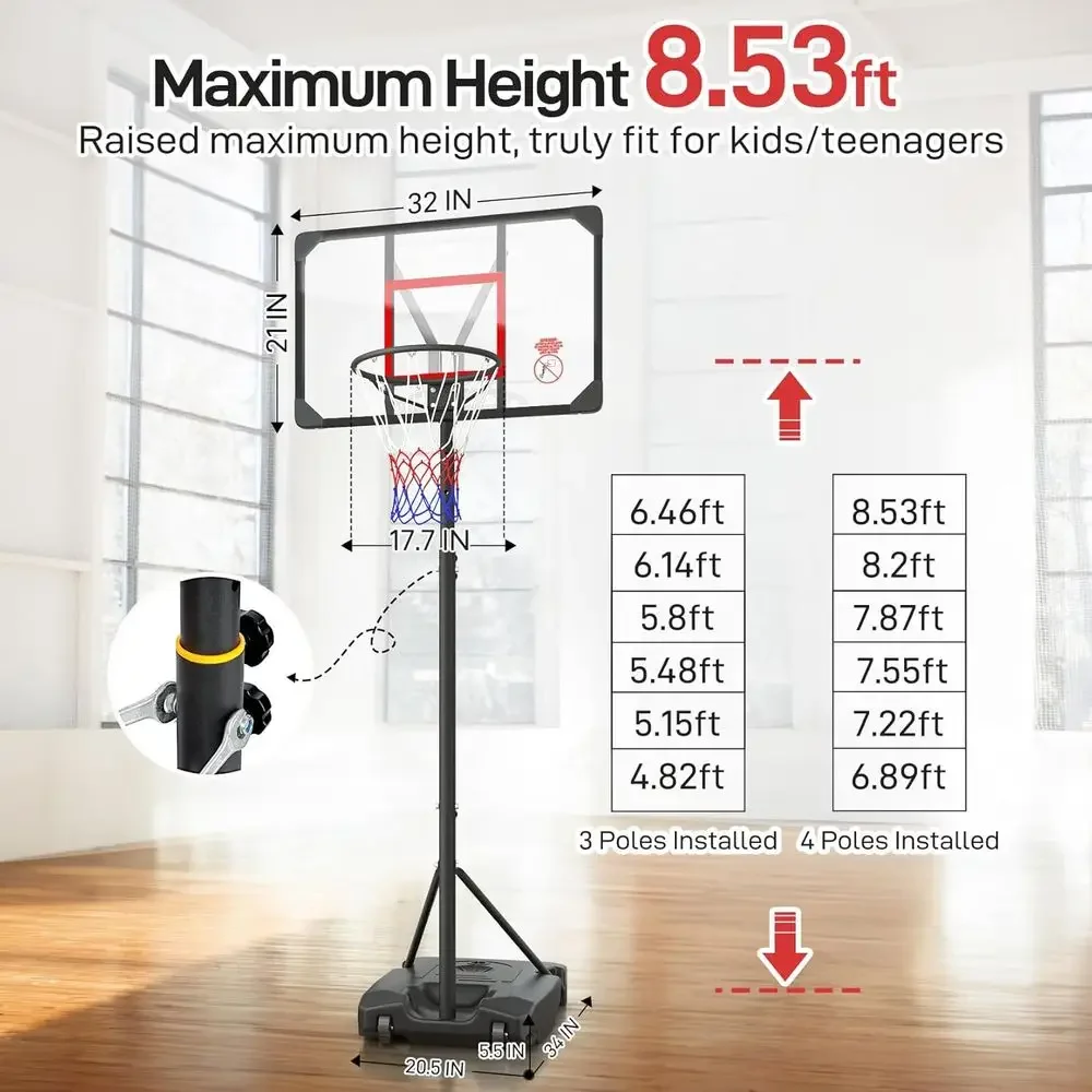 어린이, 청소년, 유소년을 위한 높이 조절 가능한 휴대 - Basketball Hoop Outdoor 리뷰 및 가격