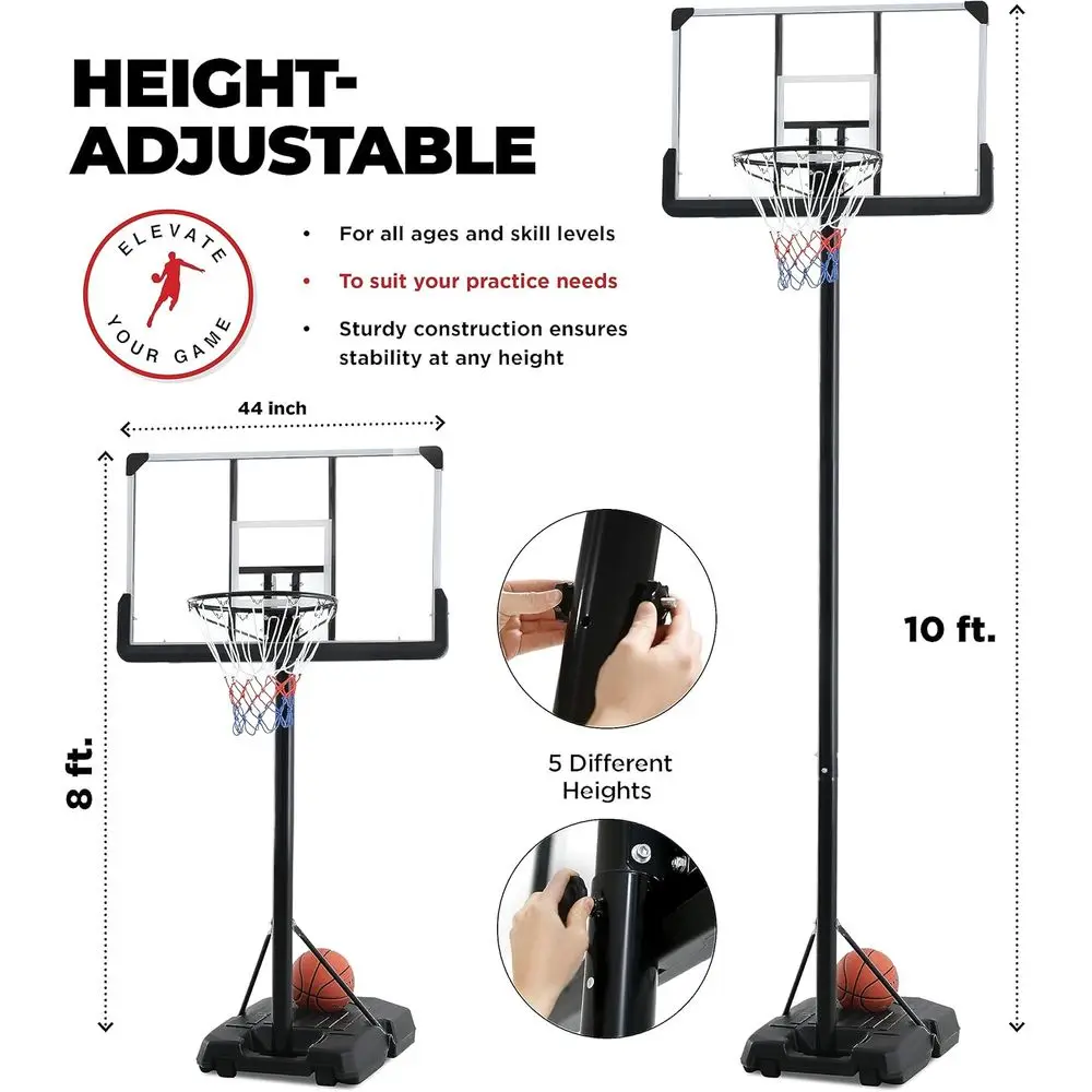 어린이와 성인을 위한 조절 가능한 44인치 깨지지 않는 - Basketball Hoop Outdoor 리뷰 및 가격